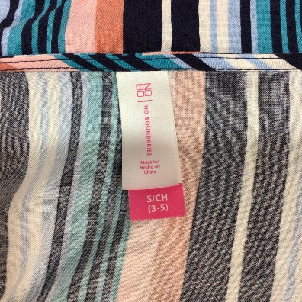 No Boundaries Junior’s Striped Open Tie Front Rayon Crop Top - Size Small - Picture 6 of 8